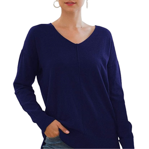 Women's Casual Lightweight V Neck Sleeve Knit Top Loose Pullover Sweater XL